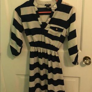 Blue and white striped dress